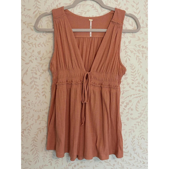Free People Beach Bound Peach Boho Tank Top sz S - Picture 2 of 9